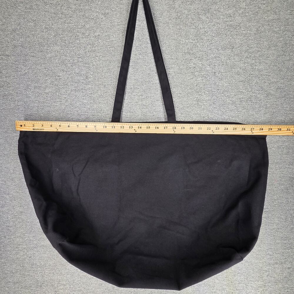AWAY LARGE BLACK TRAVEL TOTE BAG CANVAS OVERSIZED CARRYALL WITH TOP ZIP CLOSURE - Picture 5 of 10